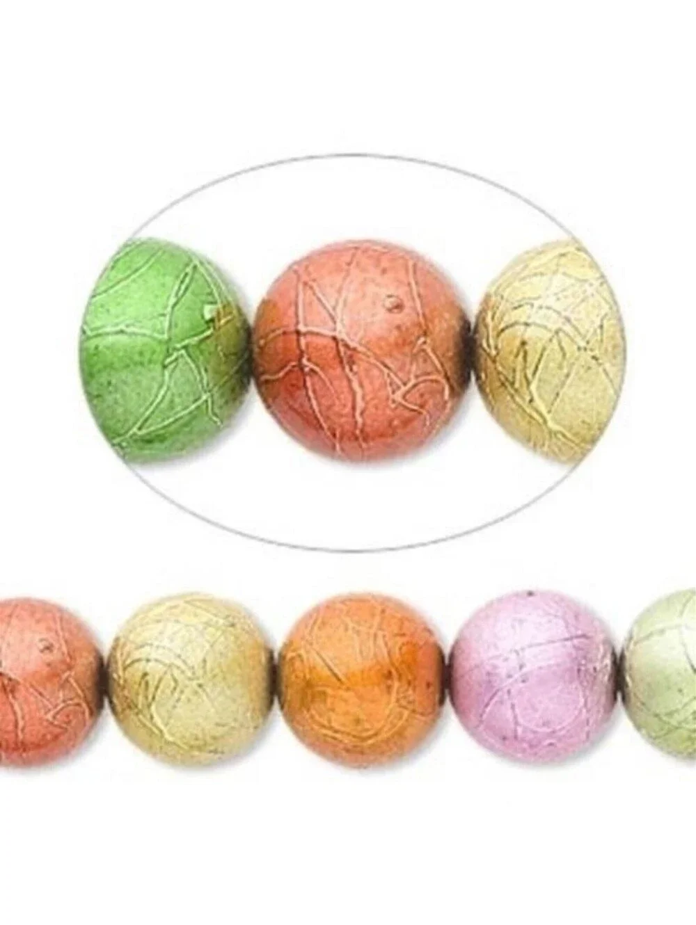 Handcrafted Metallic Paint Drizzle 12mm Round Glass Beads 10 pcs